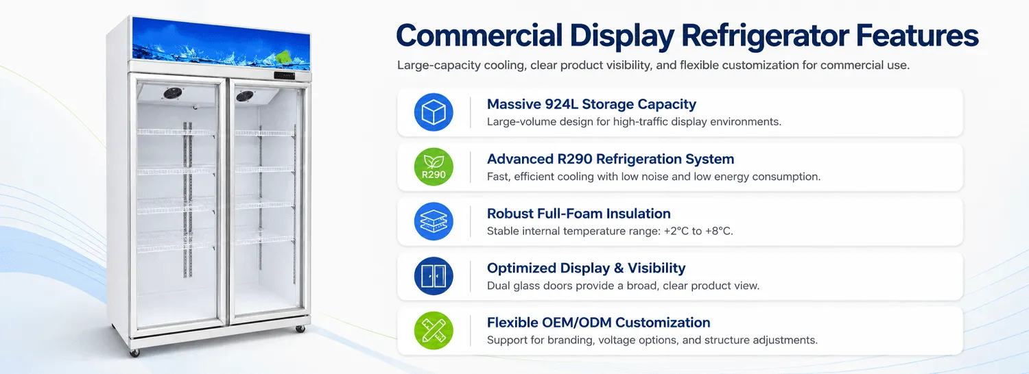 Commercial Double-door Display Cabinet