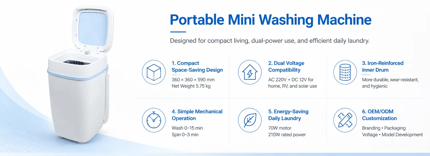 DC Mini Semi-Automatic Washing Machine